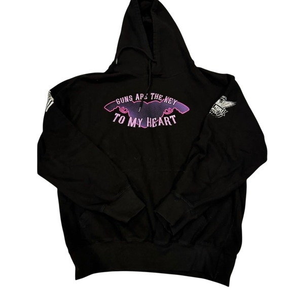 We the People Large Black Hoodie with Pink Graphic - Picture 2 of 2